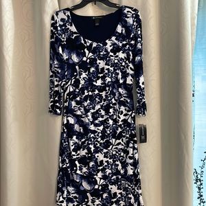 INC international concepts. White, Light & dark blue long sleeve dress. New